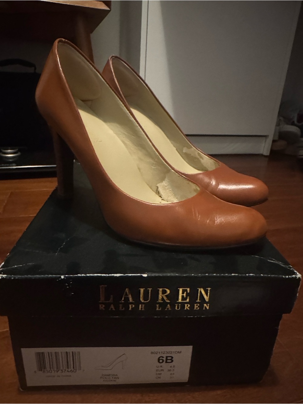 Lauren Ralph Lauren Brown Leather Pointed-Toe Heels